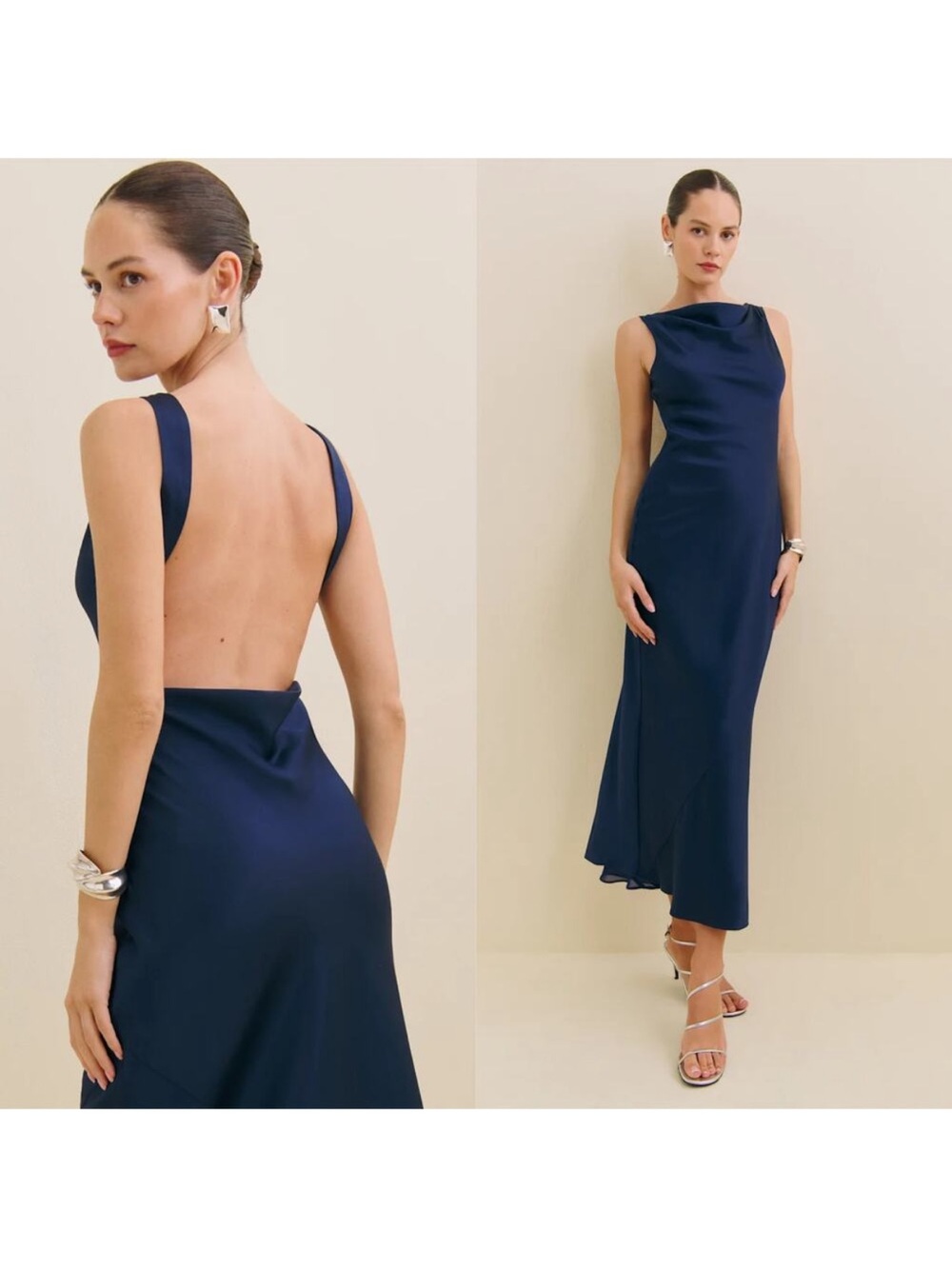Reformation Corey Satin Dress Danube